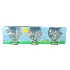 Clear Glass Chick Egg Cups New Vintage Luminarc Made In France Set of Three